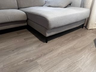 Sofá 3 plazas chaise longue beige/gris