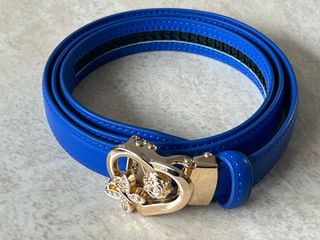 Cinturón Azul con Corazón Dorado y Mariposa