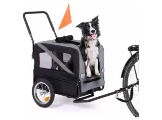 Remolque para bicicleta y accesorios para atarlo.