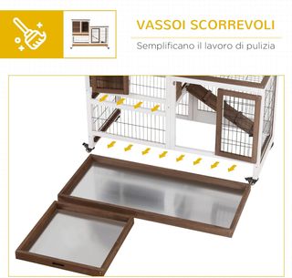 Conigliera da Interno in Legno di Abete con Ruote,