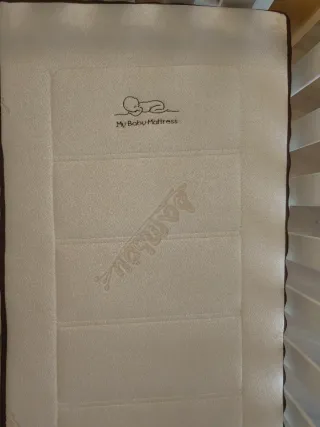 Cuna colecho blanca y madera + colchones coco