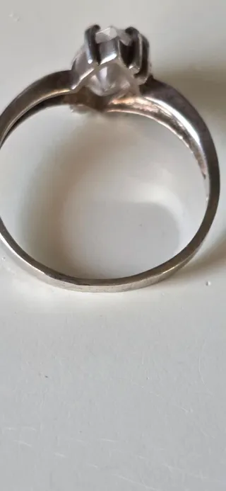 Anillo plata años 80 circonita