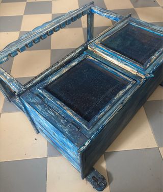 Vitrina Antigua Alacena Madera Azul