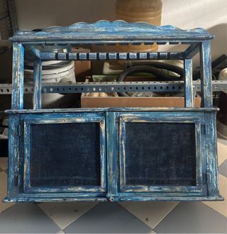 Vitrina Antigua Alacena Madera Azul