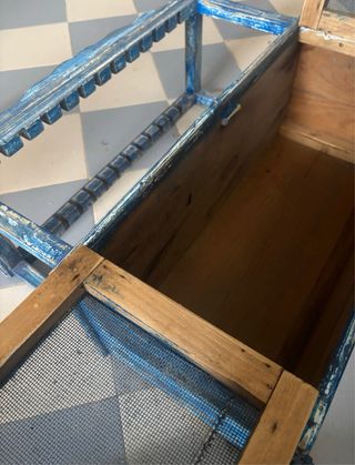 Vitrina Antigua Alacena Madera Azul