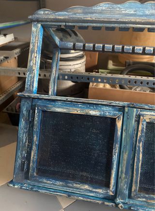 Vitrina Antigua Alacena Madera Azul