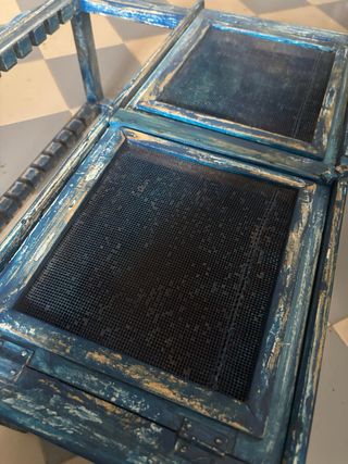 Vitrina Antigua Alacena Madera Azul