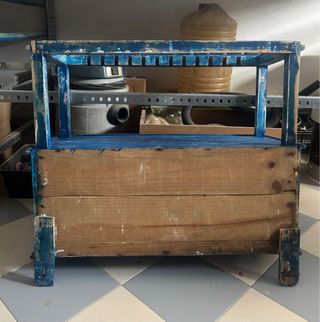 Vitrina Antigua Alacena Madera Azul