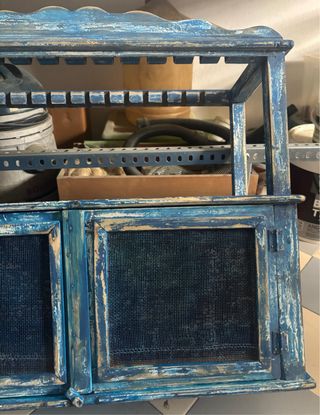 Vitrina Antigua Alacena Madera Azul