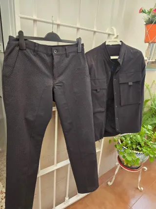 Conjunto Chaqueta y Pantalón Moto Gris Oscuro
