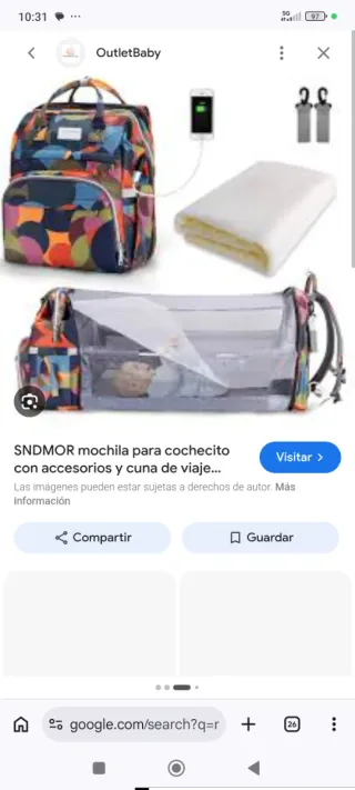 Mochila cambiador bebé con cuna de viaje