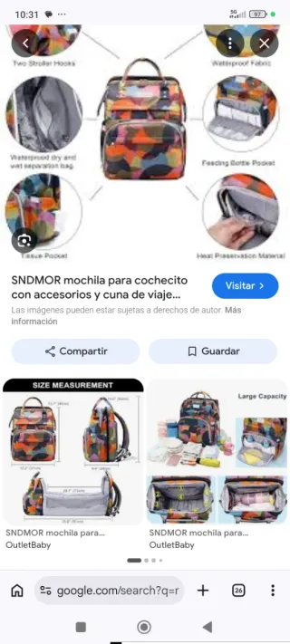 Mochila cambiador bebé con cuna de viaje