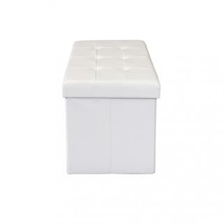 Pouf Contenitore Rettangolare Ecopelle 76cm Bianco