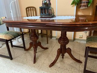 Mesa de comedor grande de madera, extensible