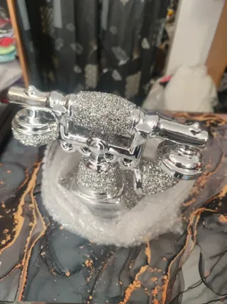 Teléfono Antiguo Decorativo Plateado