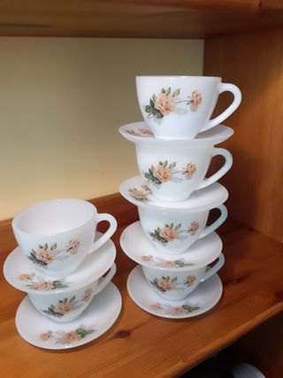 Juego 6 Tazas y Platos, diferentes.