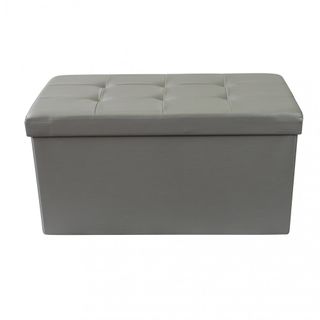 Pouf Contenitore Rettangolare Ecopelle 76cm Grigio