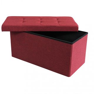 Pouf Contenitore Rettangolare in Tessuto Bordeaux