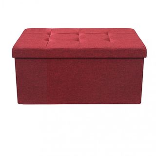 Pouf Contenitore Rettangolare in Tessuto Bordeaux