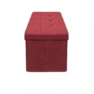 Pouf Contenitore Rettangolare in Tessuto Bordeaux