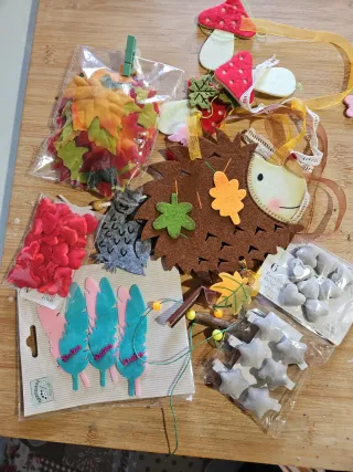 Lote Manualidades Pompones, Plumas, Limpiapipas