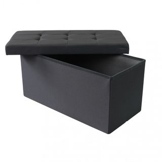 Pouf Contenitore Rettangolare Tessuto 76cm Nero