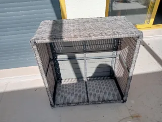 Mesa de jardín mimbre y madera