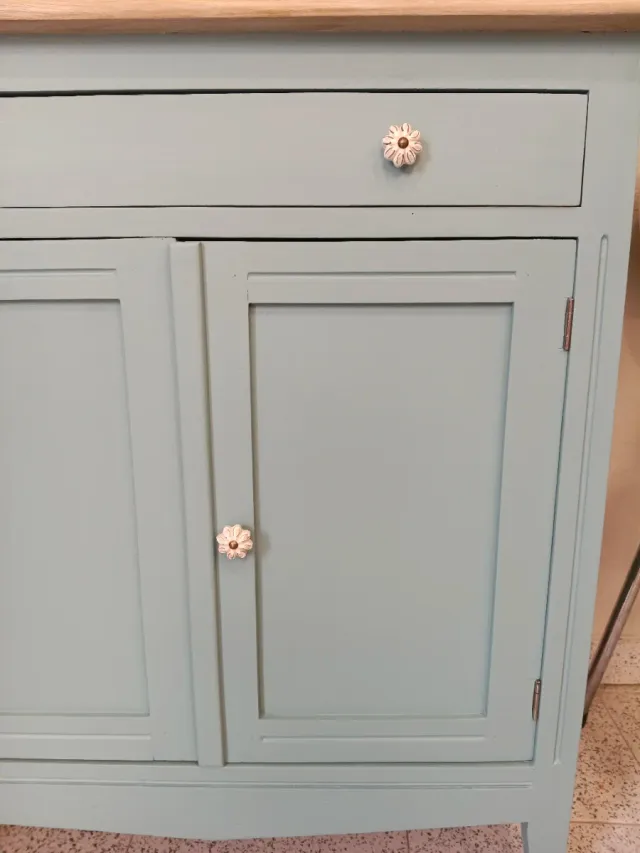 Aparador Vintage Madera Azul y Beige