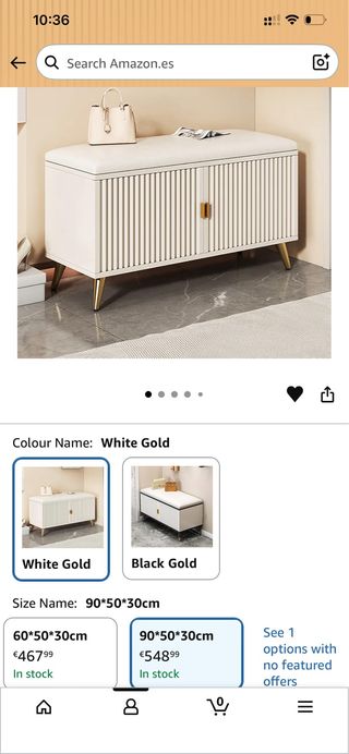 Zapatero Blanco y Dorado con Puerta