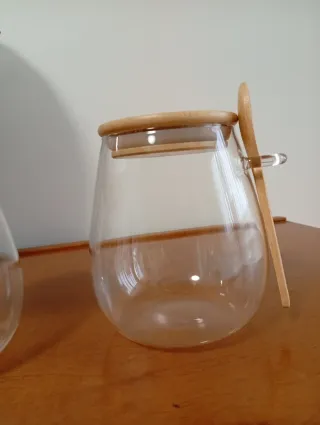 2 Barattoli ermetici vetro e legno
