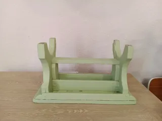 Taburete infantil vintage madera verde