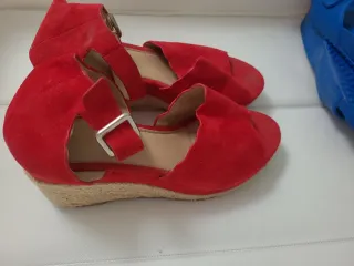 Sandalias cuña rojas talla 39