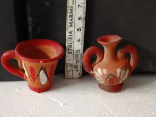 Set 4 Miniature Ceramica terracotta Presepe/Bambol