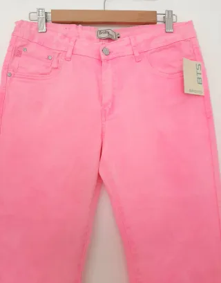 Pantalón Vaquero Rosa Flúor Brotas