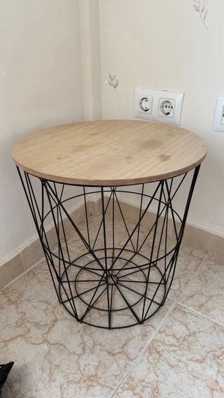Mesita auxiliar madera y metal