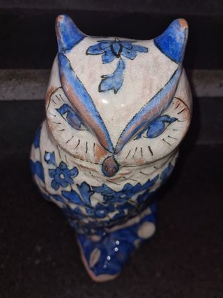 Civetta gufo statua  ceramica terra cotta dipinta