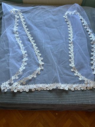 Velo de Novia Blanco con Flores Medidas 270x140