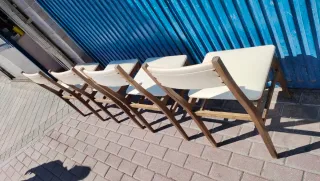 Lote 4 Sillas Vintage Madera y Piel 640513971