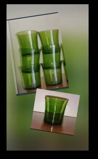 Vino. 6 Vasos de vidrio Duralex verde