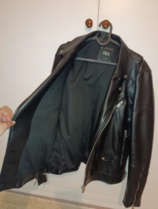 Chaqueta Cuero Hombre Zara Negra