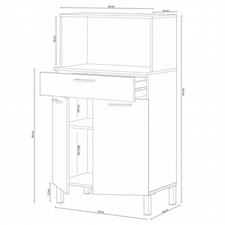 Mueble Auxiliar De Cocina. Blanco Artik/Roble Can