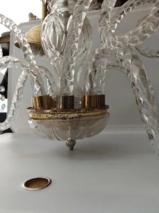 Lámpara araña antigua cristal y metal