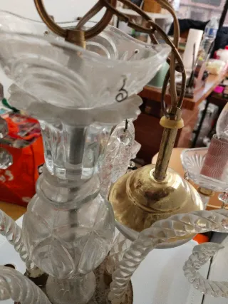 Lámpara araña antigua cristal y metal