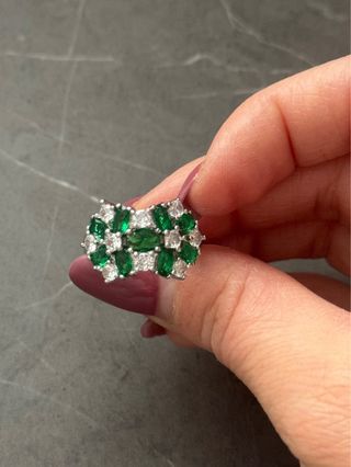 Anello Argento 925 Zirconi Verdi