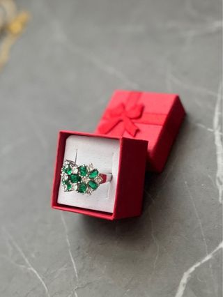 Anello Argento 925 Zirconi Verdi