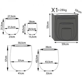 Set 4 Vasi in Fibra Sintetica Beige da Giardino