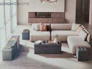 Banco baúl plegable con almacenaje, gris - Nuevo