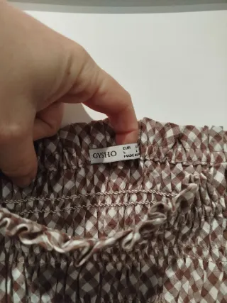 Top elástico cuadros marrón y blanco