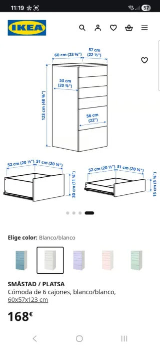 Cómoda 6 cajones Ikea Smastad Platsa