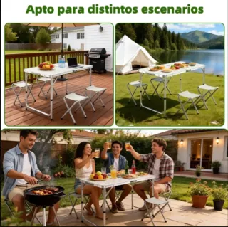 Mesa y Sillas Camping Plegables
